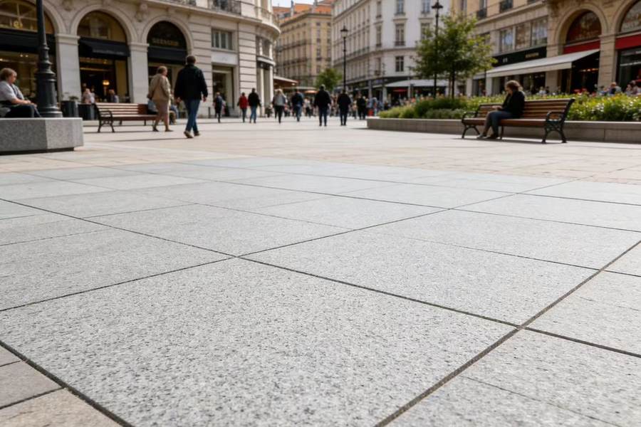 Granite plaza paving