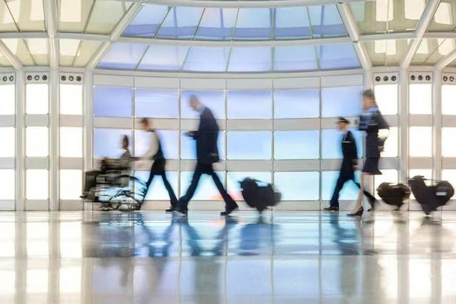 Granite flooring in a transport terminal